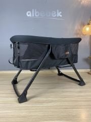 Joell JL-1732 Alüminyum Katlanır Anne Yanı Bebek Sepet Beşik Full Black