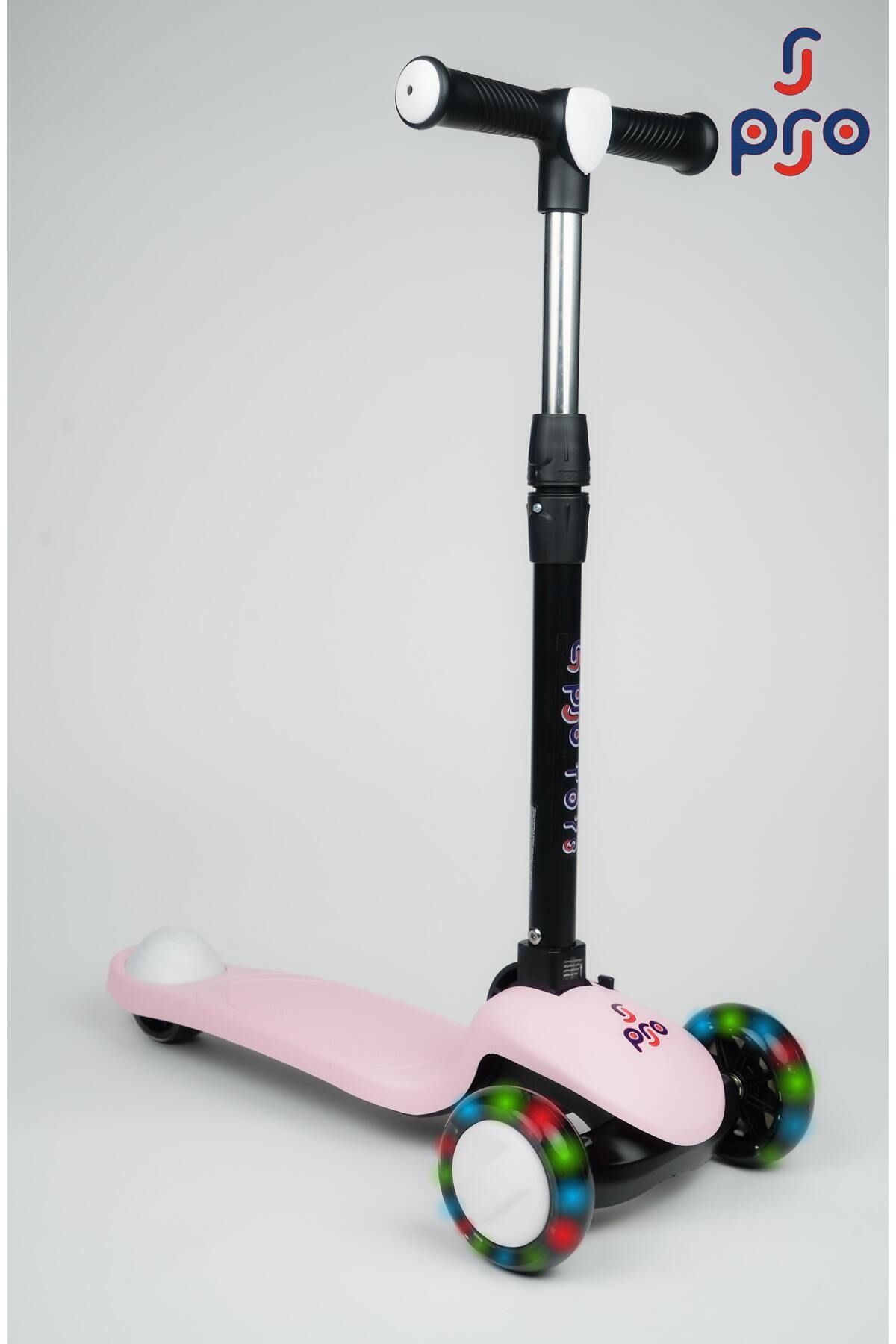 Pro Wheels Katlanır Üç Tekerleki Işıklı Scooter Açık Pembe