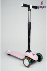 Pro Wheels Katlanır Üç Tekerleki Işıklı Scooter Açık Pembe