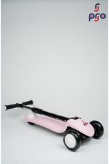 Pro Wheels Katlanır Üç Tekerleki Işıklı Scooter Açık Pembe