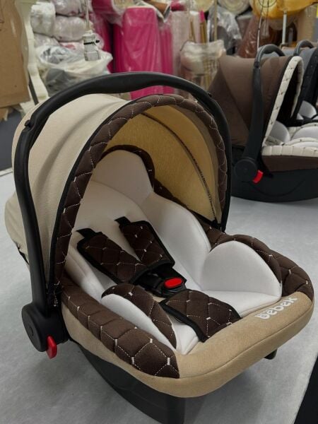 Anne Bebek Şönil Taşıma Puseti Sade Bej Kahverengi