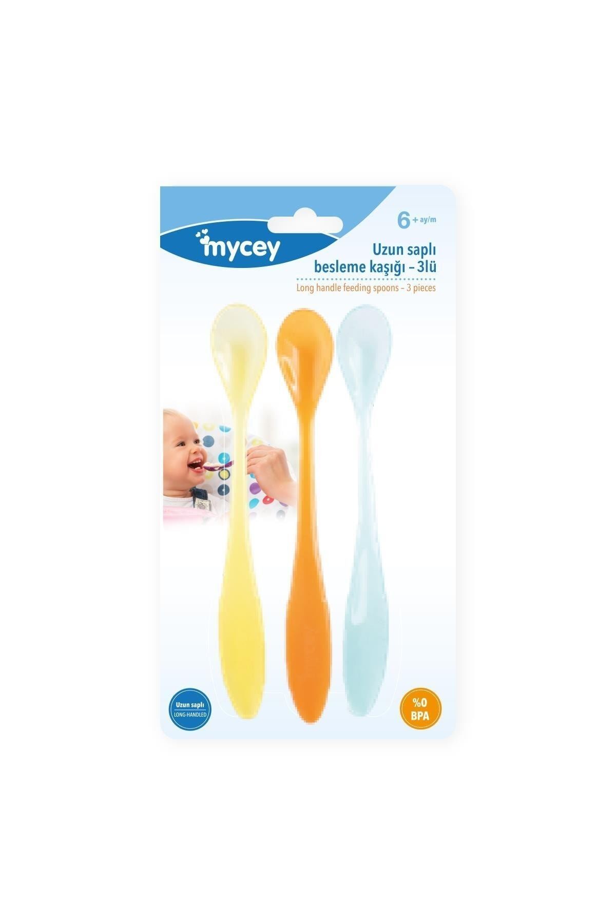 Mycey Uzun Saplı Beslenme Kaşığı 3lü Karma Renk