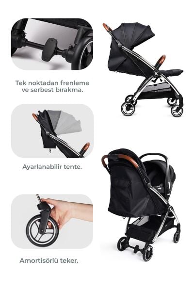 Kanz Xflip Autofold Travel Sistem Bebek Arabası Deeply Black
