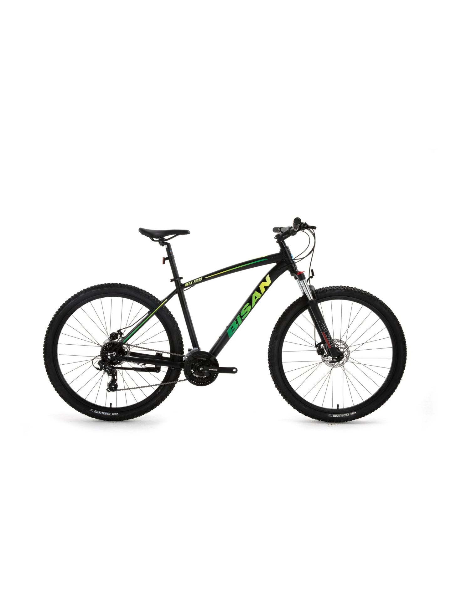 Bisan Mtx 7200-24 Kadro: 17'' - 43 Cm Vites: 3X8 Vites Tekerlek: 27.5'' Ürün Rengi: Mat Siyah Etiket Rengi: Yeşil