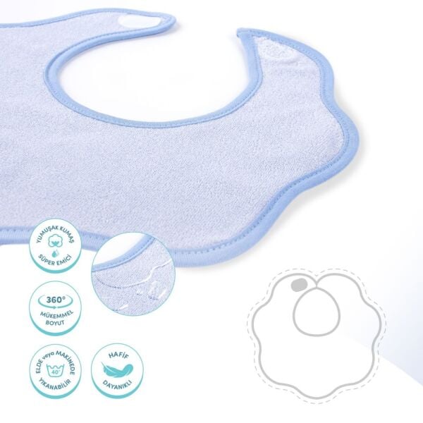 Sevi Bebe 2'li Havlu Önlük - Mavi 35-1