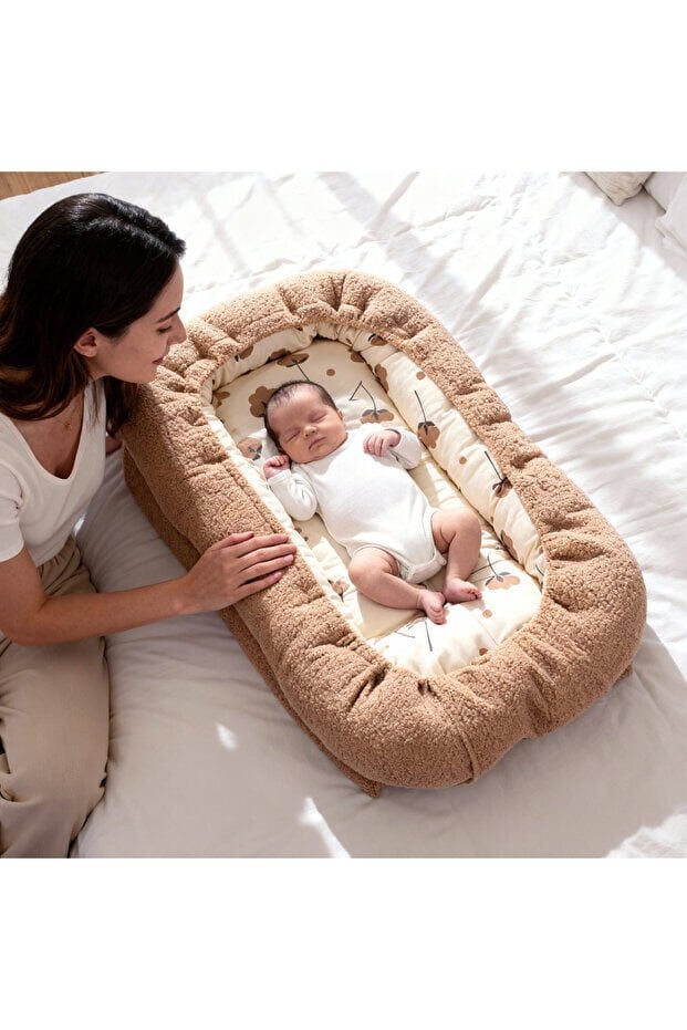 Sevi Bebe Teddy Anne Yanı Refllü Yatağı - Kahverengi 216-14