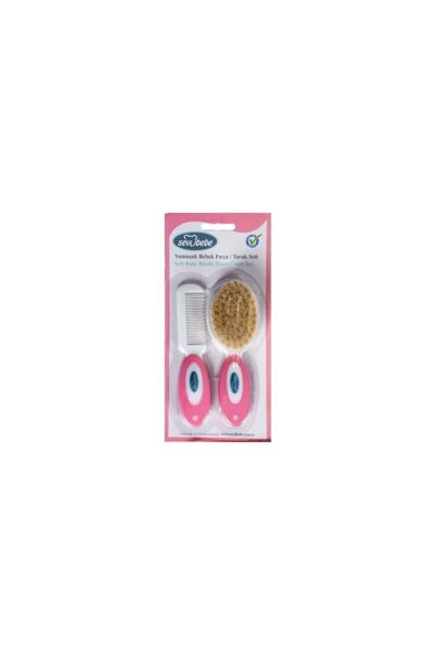 Sevi Bebe Naturel Fırça Tarak Seti - Pembe 401-2