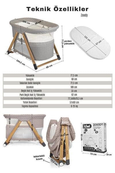 Kiwi Zoody Ahşap Oyun Parkı Gri