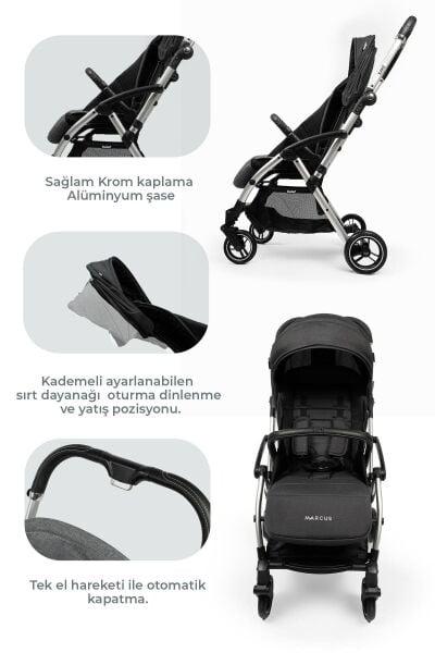 Kanz Marcus Raısın Kabin Travel Bebek Arabası Siyah
