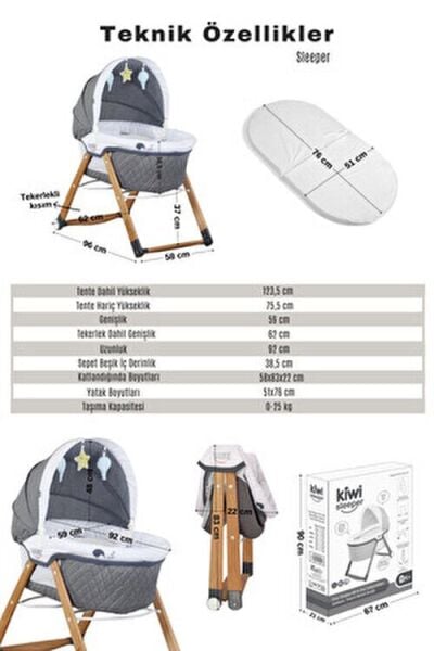 Kiwi Sleeper Ahşap Beşik Kahve