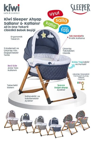 Kiwi Sleeper Ahşap Beşik Kahve