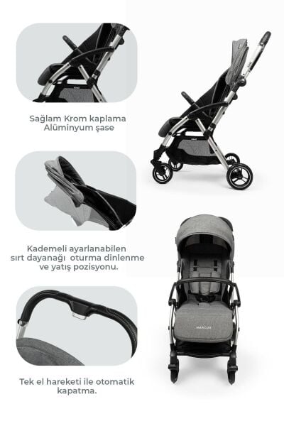 Kanz Marcus Heavy Kabin Travel Bebek Arabası Gri
