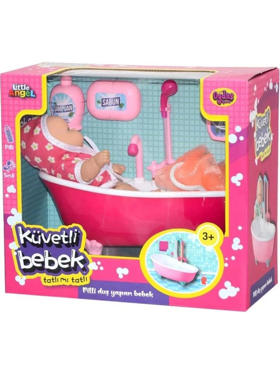 Oydaş Oyuncak Sesli Tatlı Mı Tatlı Little Angel Sabun'lu Şampuan'lı ve Duş Jeli Olan Küvette Bebeğim