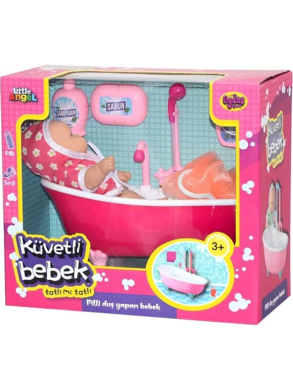 Oydaş Oyuncak Sesli Tatlı Mı Tatlı Little Angel Sabun'lu Şampuan'lı ve Duş Jeli Olan Küvette Bebeğim