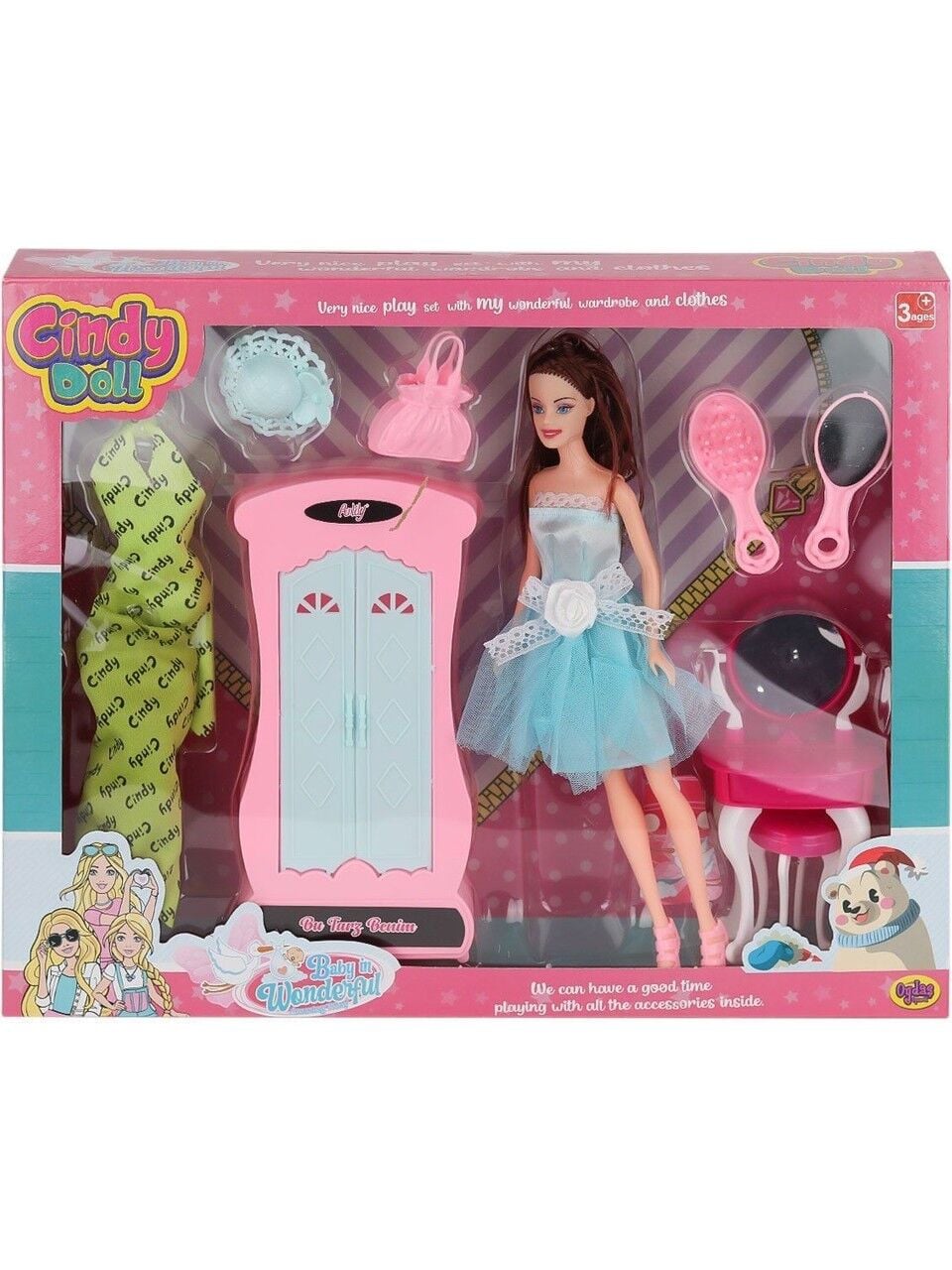 Oydaş Oyuncak Cındy Doll Dolaplı Makyaj Masalı Bebek 02453