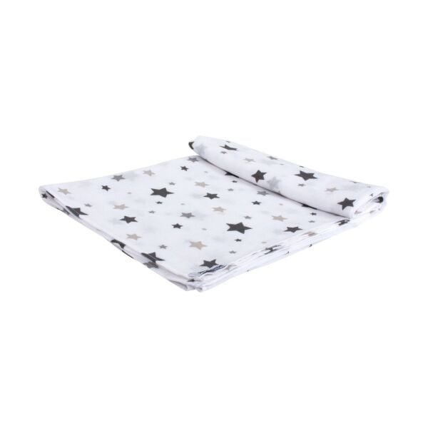 Sevi Bebe Desenli Müslin Battaniye 120x100 cm - Yıldız Yağmuru Gri 319-140-13