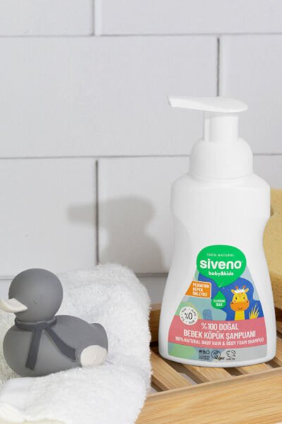 Siveno %100 Doğal Bebek Köpük Şampuanı Yenidoğan Saç ve Vücut Nemlendirici Bitkisel Vegan 250 ml