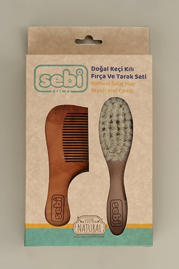 Sebi Prime Bebek Doğal Keçi Kılı Fırça Ve Tarak Seti