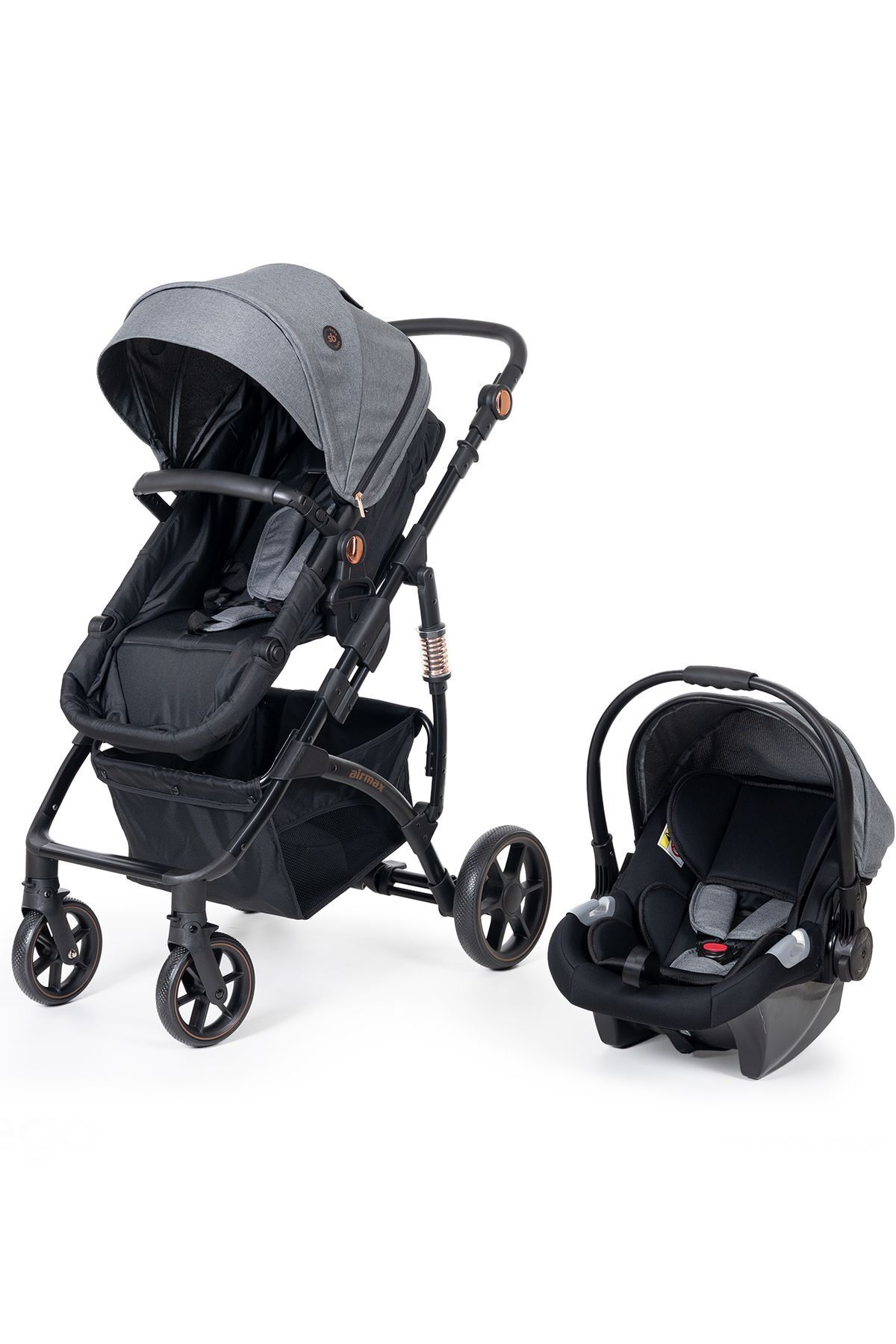 Sunny Baby 9034 Airmax Çift Yönlü Travel Sistem Bebek Arabası Gri