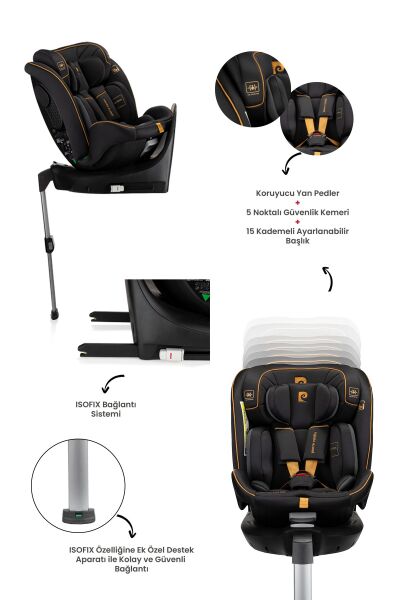 Pierre Cardin Everest Oto Koltuğu 0-36 Kg 360° - Siyah