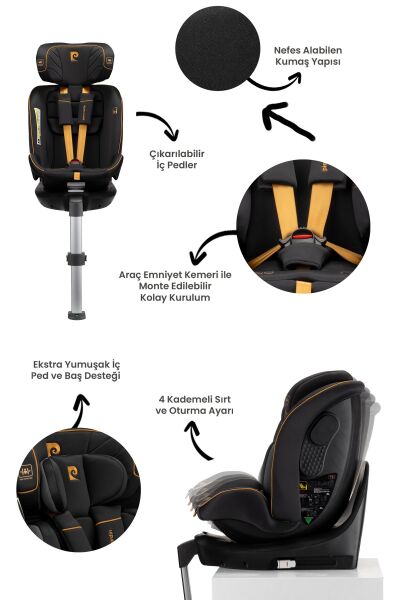 Pierre Cardin Everest Oto Koltuğu 0-36 Kg 360° - Siyah