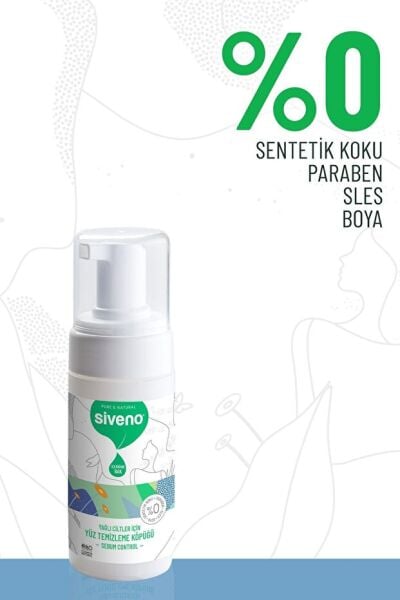 Siveno %100 Doğal Yüz Temizleme Köpüğü Yağlı Ciltler İçin Makyaj Siyah Nokta Sivilce Vegan 100 ml