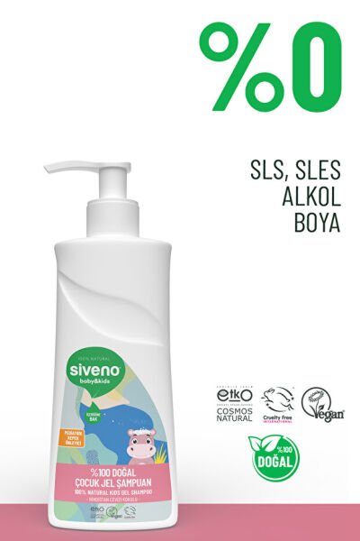 Siveno %100 Doğal Yenidoğan Bebek Çocuk Jel Şampuanı Saç Vücut Konak Önleyici 325 ml