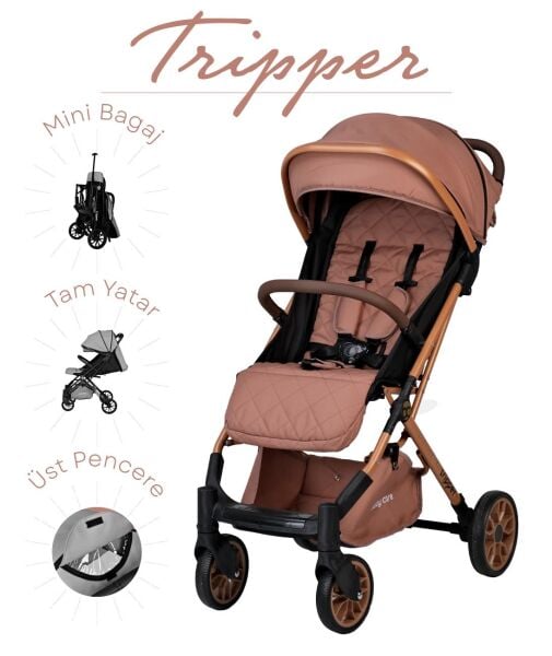 Baby Care Tripper Kabin Tipi Bebek Arabası - Kahverengi (BC-270-N)