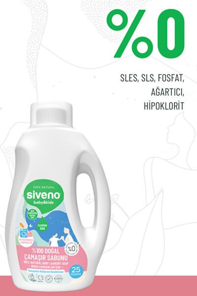 Siveno %100 Doğal Bebek Çamaşır Sabunu Kendinden Yumuşatıcılı Bitkisel Deterjan Konsantre Vegan 750 ml