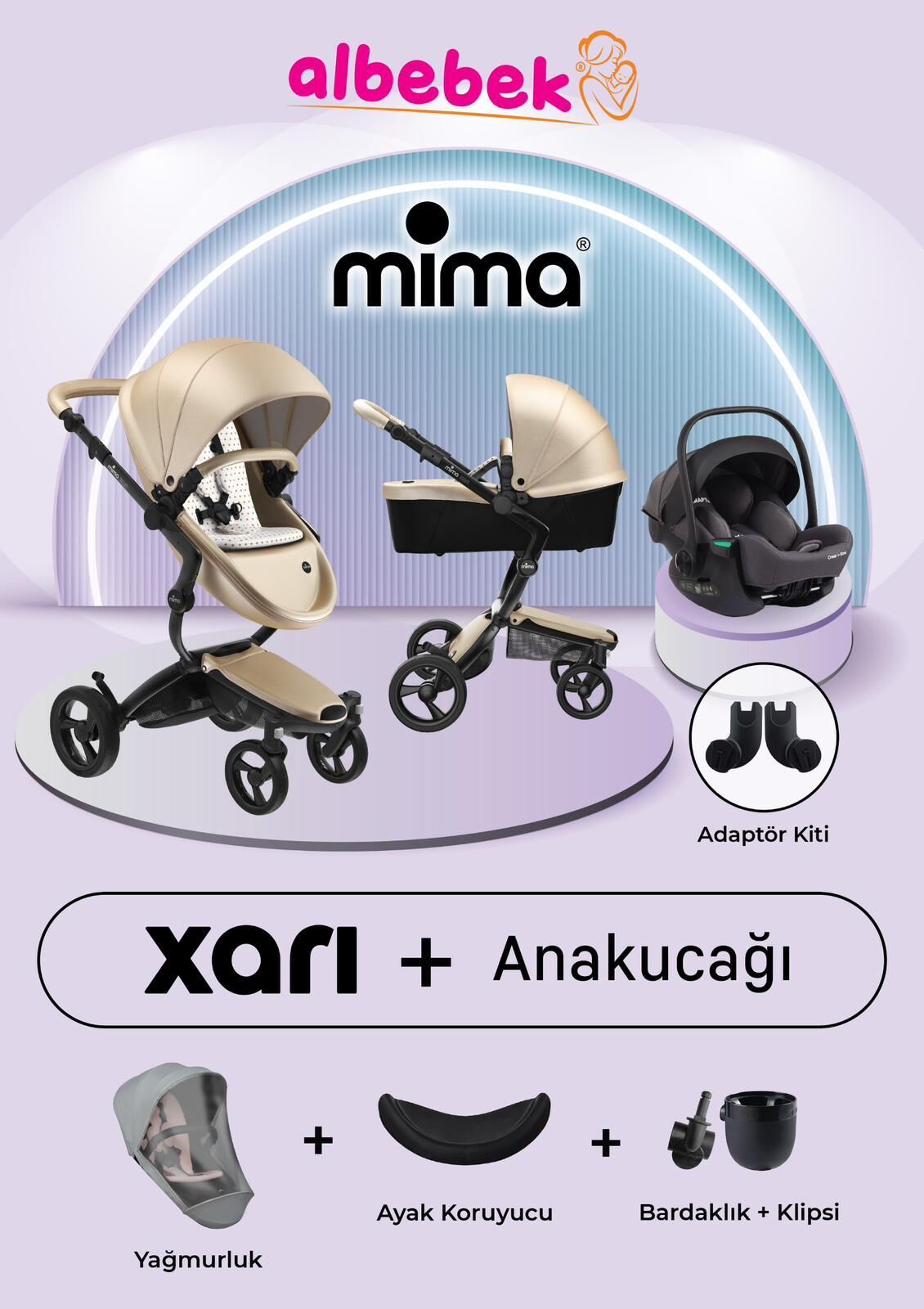 Mima Xari Travel Sistem Bebek Arabası Champagne ( Full Set )
