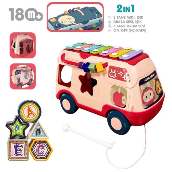 Vardem Eğitici Bul Tak ,Işıklı ve Müzikli Otobüs Karma Renk