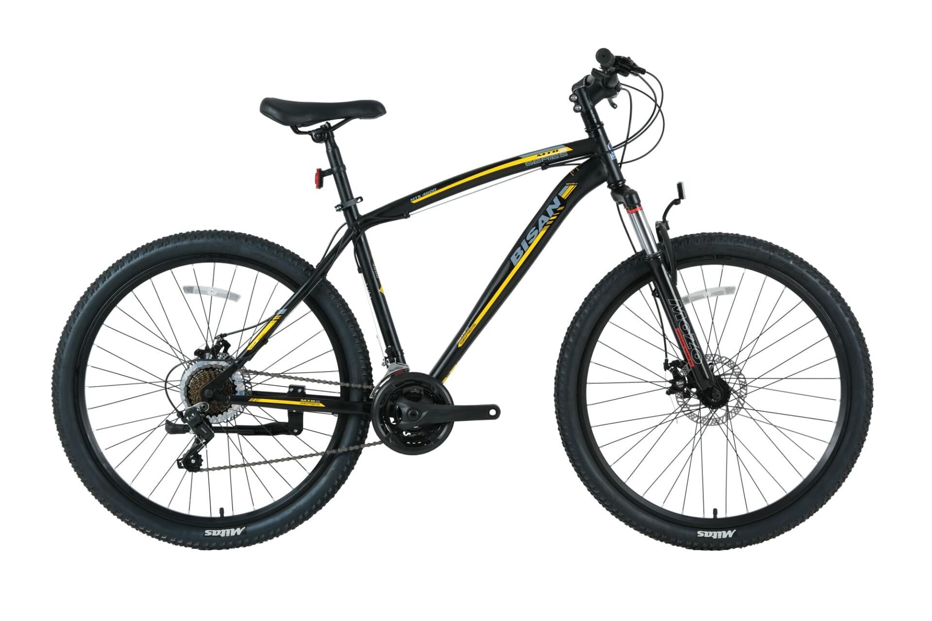Bisan Mts 4600 Md-23 Dağ Bisikletleri 18'' - 46 Cm 3X7 Vites 26'' Mat Siyah Etiket Rengi Sarı