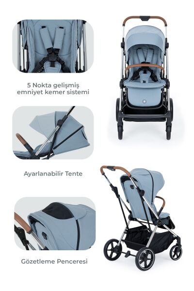 Kanz Snap Autofold Travel Sistem Bebek Arabası Foogy Blue