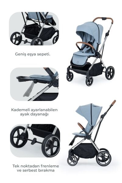 Kanz Snap Autofold Travel Sistem Bebek Arabası Foogy Blue