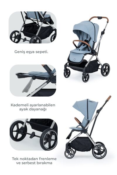 Kanz Snap Autofold Travel Sistem Bebek Arabası Foogy Blue