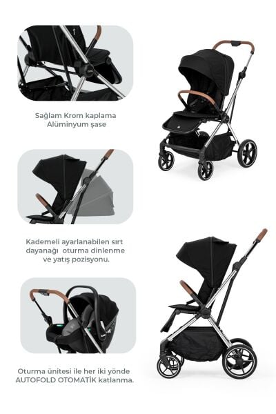 Kanz Snap Autofold Travel Sistem Bebek Arabası Darkness Black