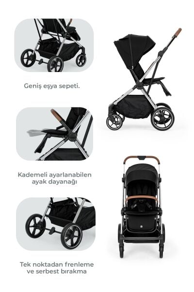 Kanz Snap Autofold Travel Sistem Bebek Arabası Darkness Black