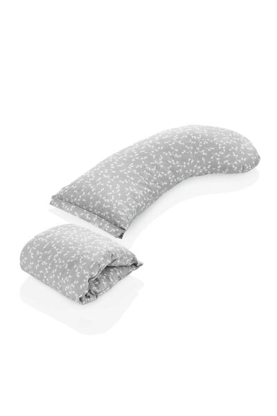 Babyjem Baş Destekli Emzirme Minderi Gri Çiçek 737