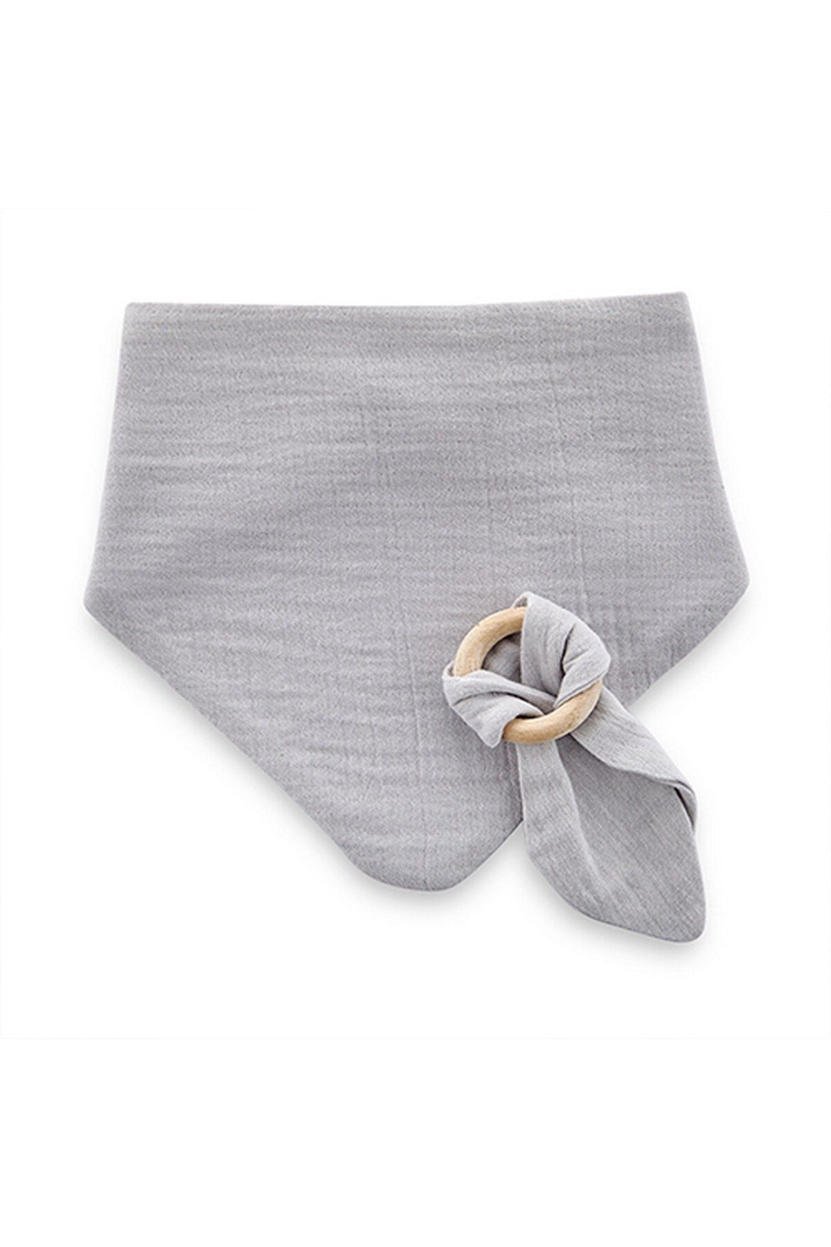 Babyjem Ahşap Diş Kaşıyıcılı Bürümcük Müslin Önlük Gri 736