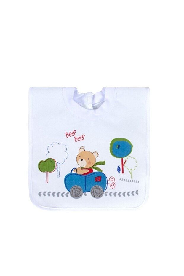 Sevi Bebe Yapışkanlu Havlu Önlük - Arabalı Ayı 24-122
