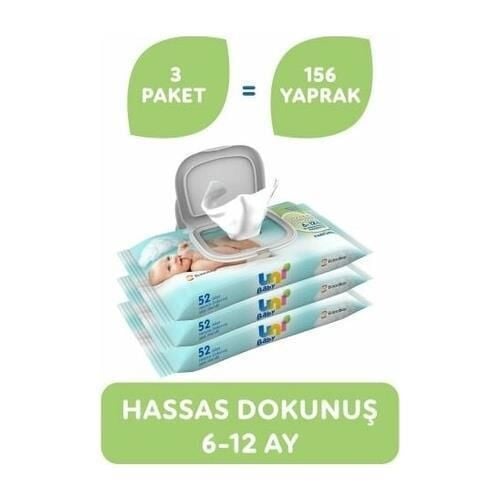 Uni Baby Hassas Dokunuş Islak Mendil 3x52 li