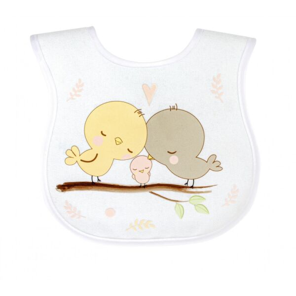 Sevi Bebe Cırtlı Havlu Mama Önlüğü - Kuş Ailesi 17-203