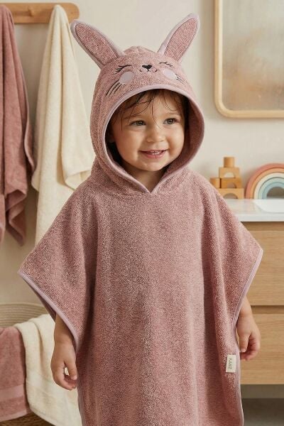 Kanz - Nakışlı Havlu Panço 3-5 Yaş(knz-038) 153.01.0222.Bunny-Koyu-P