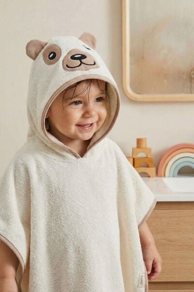 Kanz - Nakışlı Havlu Panço 3-5 Yaş(knz-038) 153.01.0222.Bear-Krem---