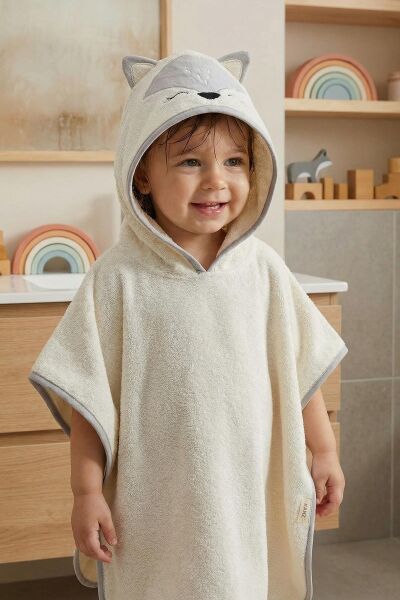 Kanz - Nakışlı Havlu Panço 2-3 Yaş(knz-038) 153.01.0221.Fox-Gri-----