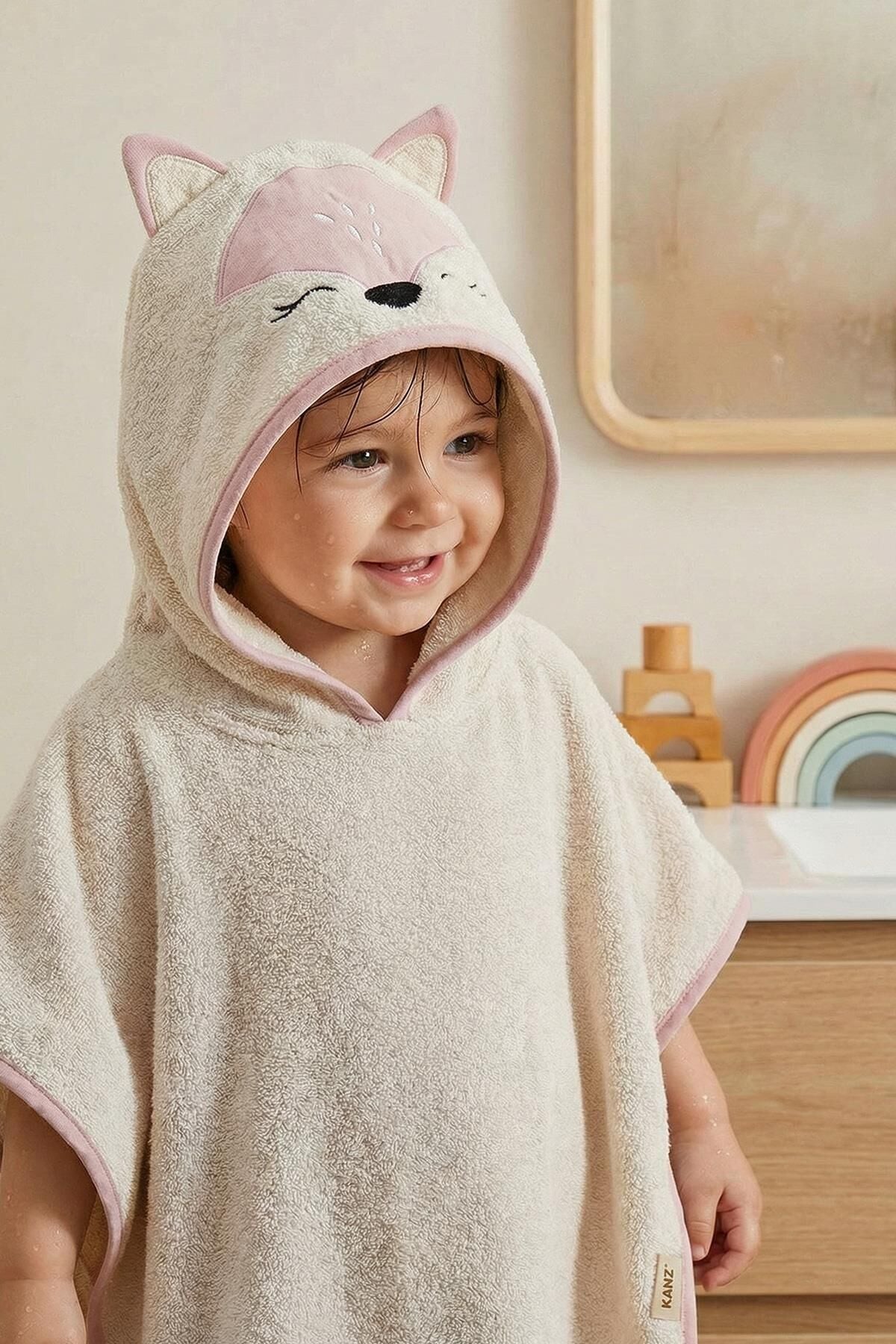 Kanz - Nakışlı Havlu Panço 2-3 Yaş(knz-038) 153.01.0221.Fox Pudra---