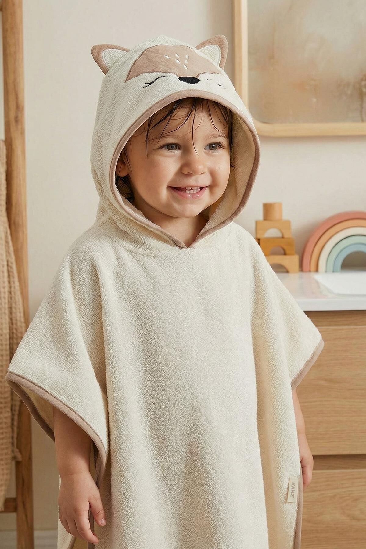 Kanz - Nakışlı Havlu Panço 2-3 Yaş(knz-038) 153.01.0221.Fox Bej-----