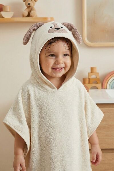 Kanz - Nakışlı Havlu Panço 2-3 Yaş(knz-038) 153.01.0221.Dog-Krem----