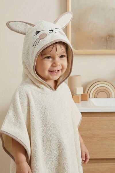 Kanz - Nakışlı Havlu Panço 2-3 Yaş(knz-038) 153.01.0221.Bunny-Krem--