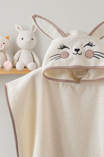 Kanz - Nakışlı Havlu Panço 2-3 Yaş(knz-038) 153.01.0221.Bunny-Krem--
